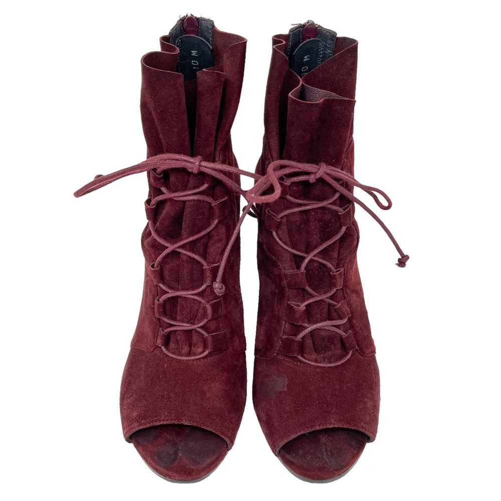 Stuart Weitzman Bound Lace-Up Peep Toe Bootie Women’s 10 - Picture 6 of 11